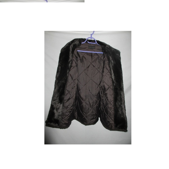 JACKET SUEDE FAUX FUR DARK BROWN MEDIUM - Picture 5 of 7